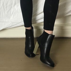 Black Forever 21 Gold Heel Booties